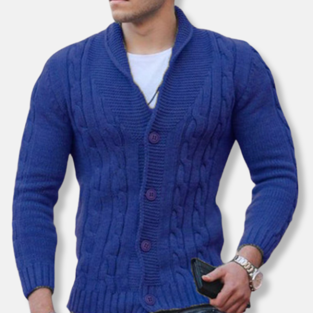 Cozy Men's Crew Neck Long Sleeve Cardigan Sweater