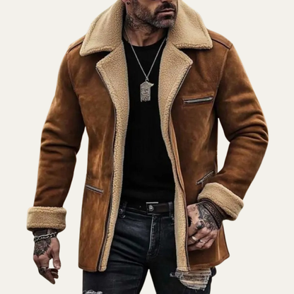 Classic Men's Suede Leather Zip Jacket