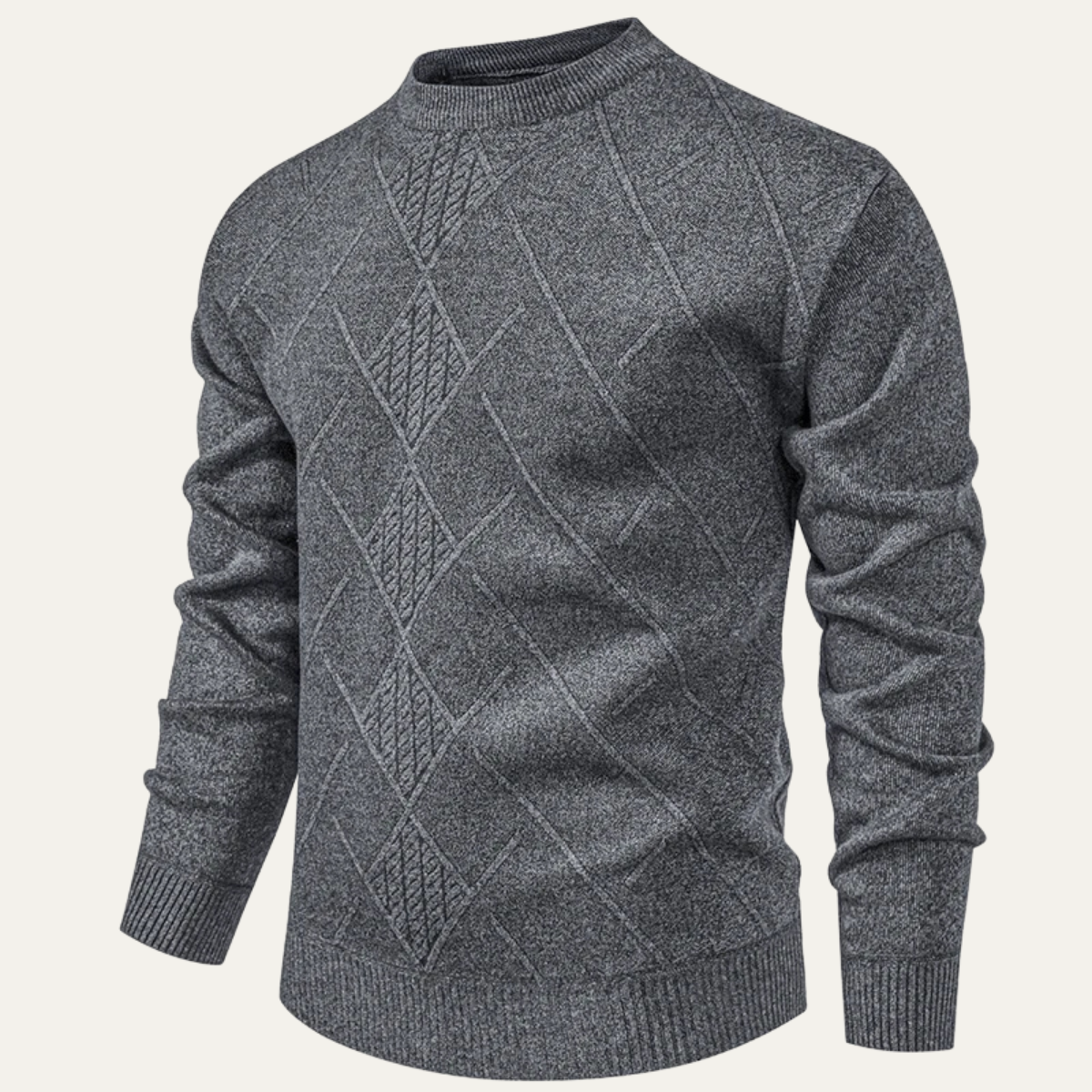 Cozy Men's Diamond Pattern Crew Neck Sweater