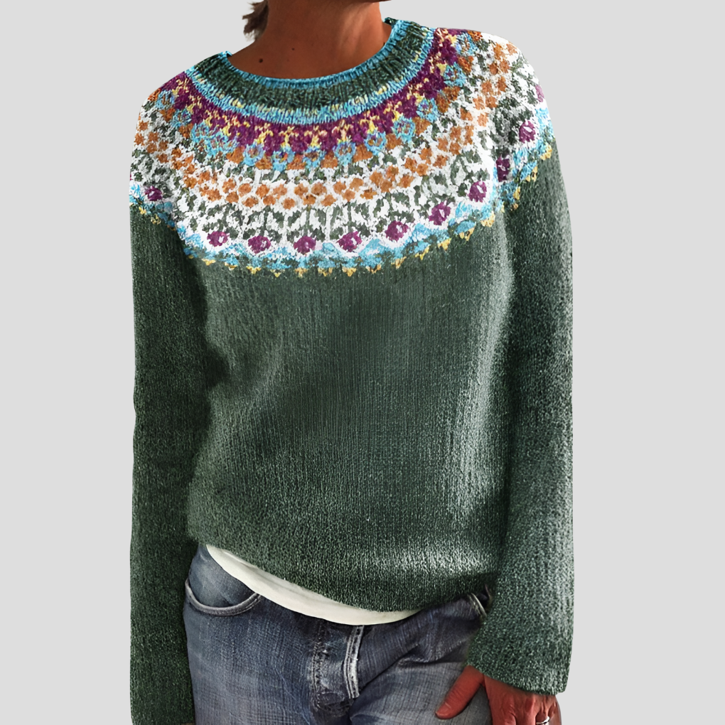 Ladies Floral Crew Neck Sweater