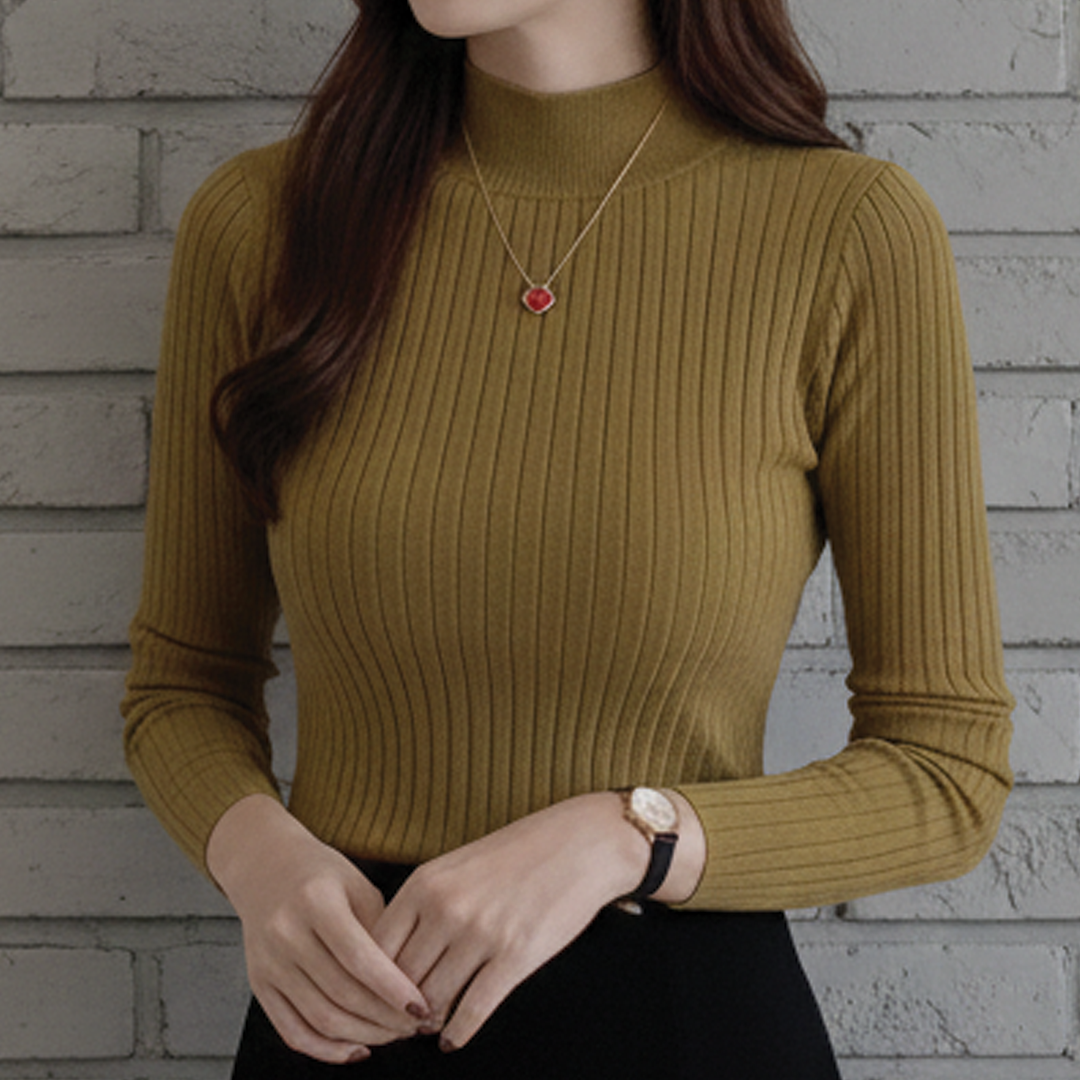 Textured Crew Neck Sweater Top