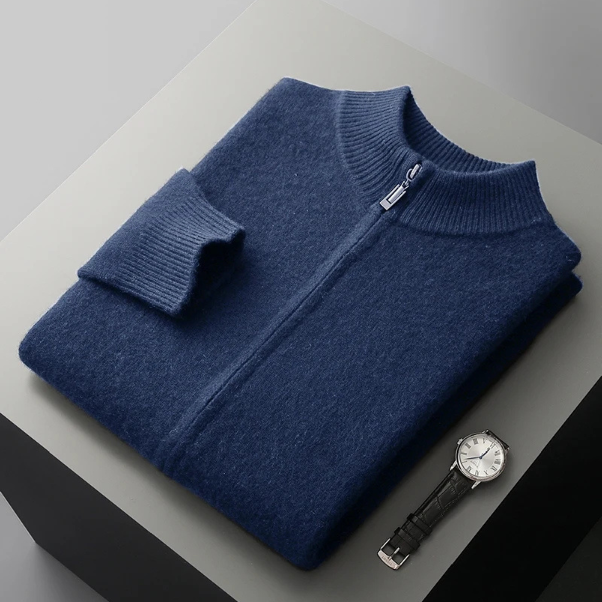Soft Men's Wool Blend Zipper Cardigan Sweater