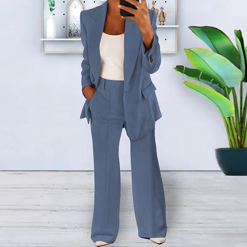 Ladies Classic Wide Leg Suit Pants