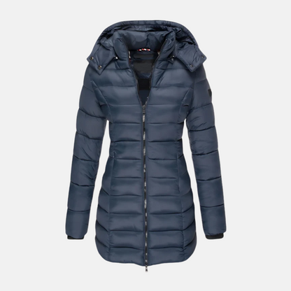Women's Fitted Puffer Jacket with Hood