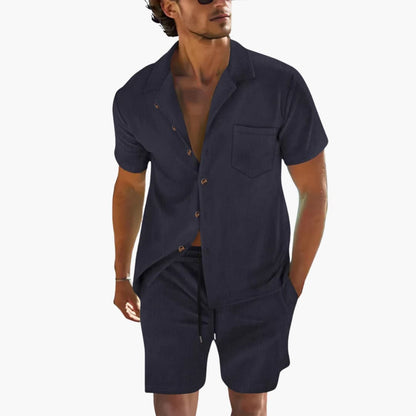 Men's Casual Shorts Set with Short Sleeve Top
