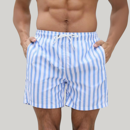 Trendy High Waisted Vertical Stripe Beach Shorts