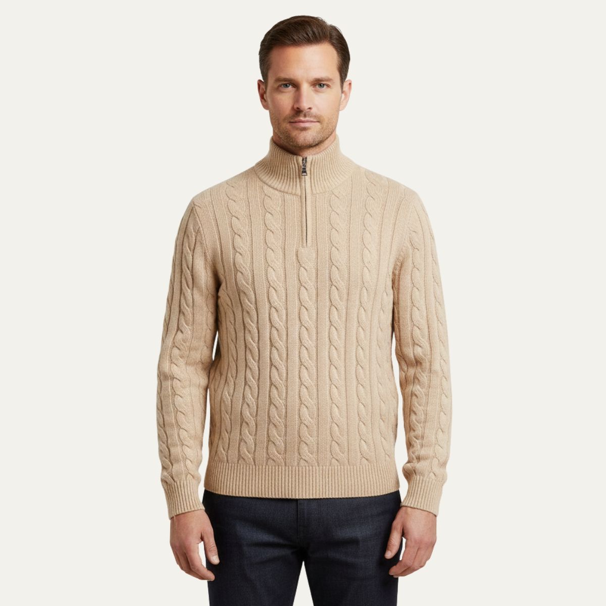 Luxury Merino Wool Men's Half Zip Sweater