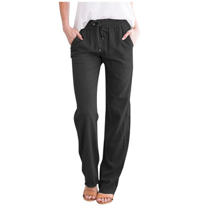 Casual Linen Loose Fit Drawstring Pants