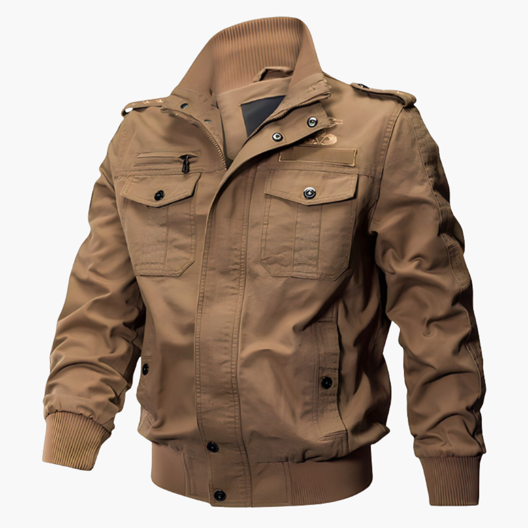 Men's Zip Up Flight Jacket with Pocket Details