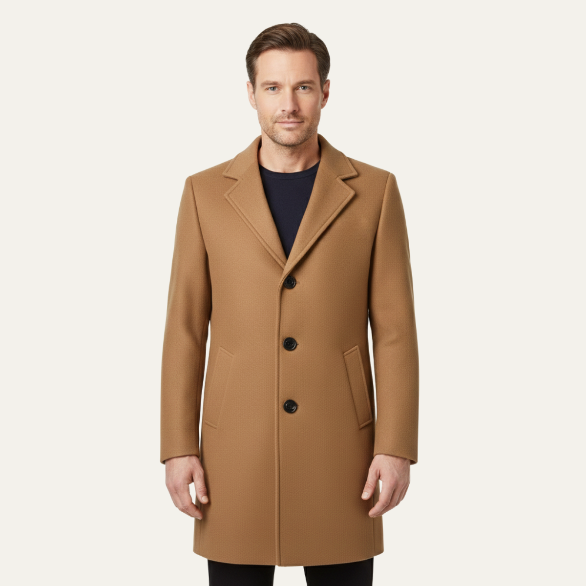 Classic Men's Double Breasted Wool Long Coat
