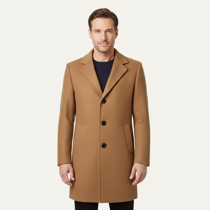 Classic Men's Double Breasted Wool Long Coat