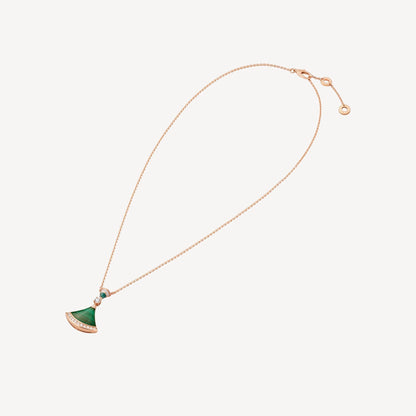 Luxury Green Agate Silver Gold Plated Necklace