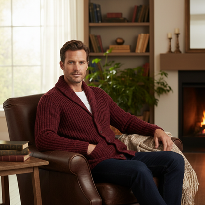 Thick Knit Men's Shawl Collar Sweater Cardigan