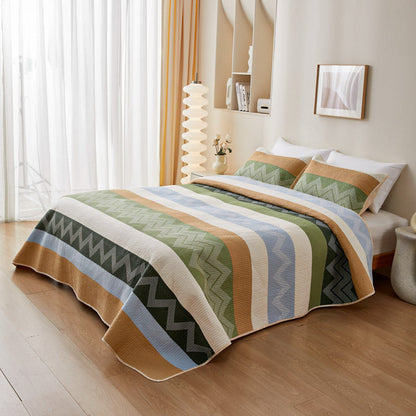 Modern Cotton Quilted Bedspread with Zig-Zag Design