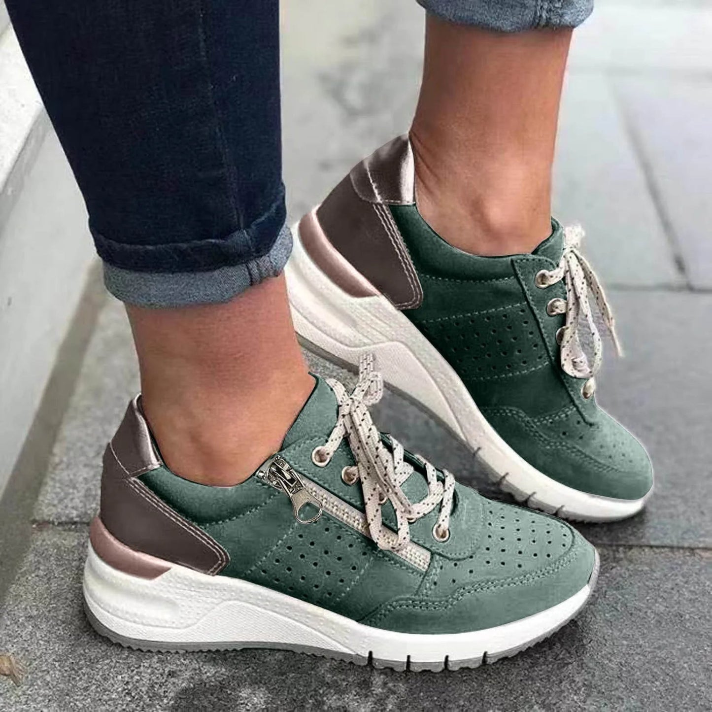 Fashionable Thick Heel Womens Sneakers - Olytrend