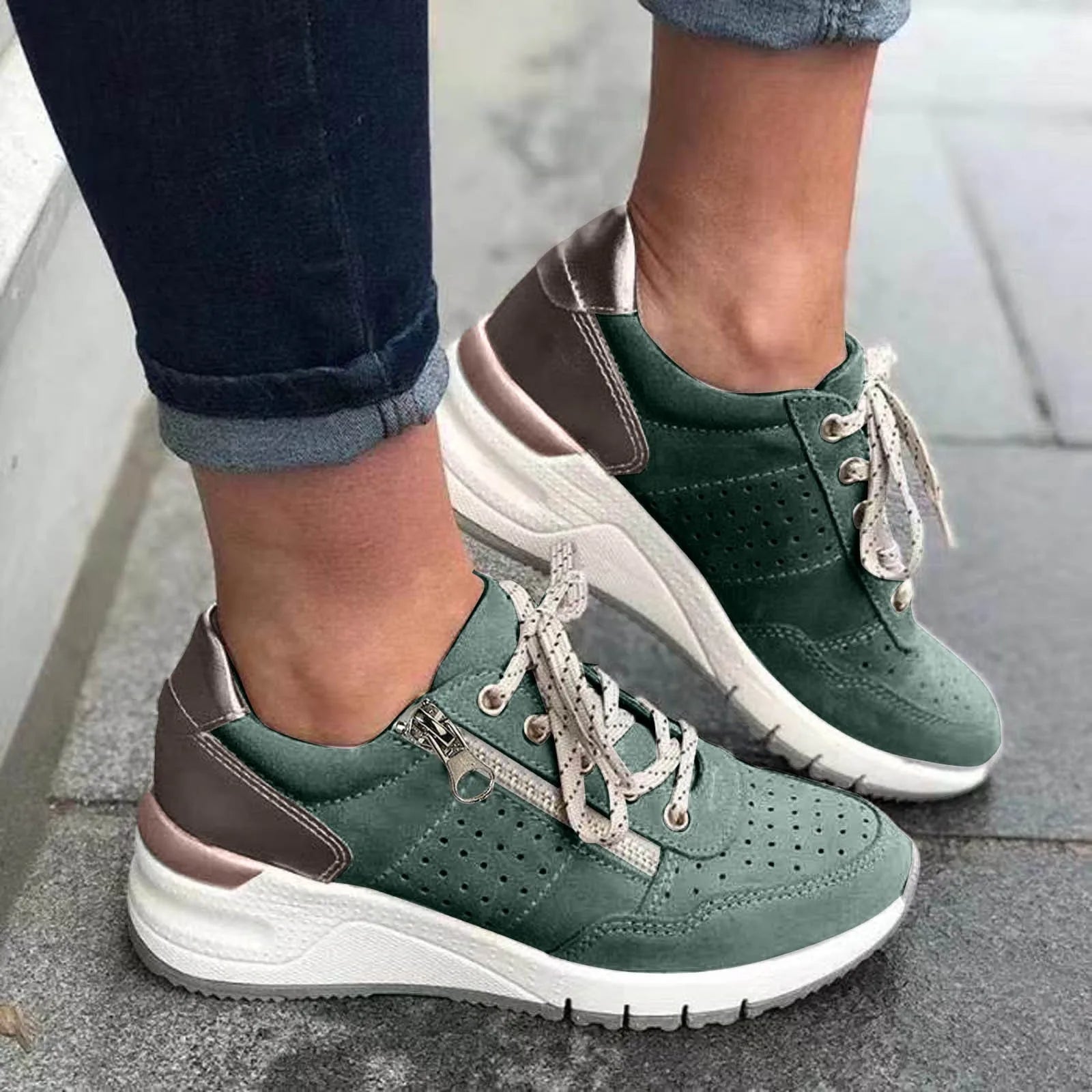 Fashionable Thick Heel Womens Sneakers - Olytrend