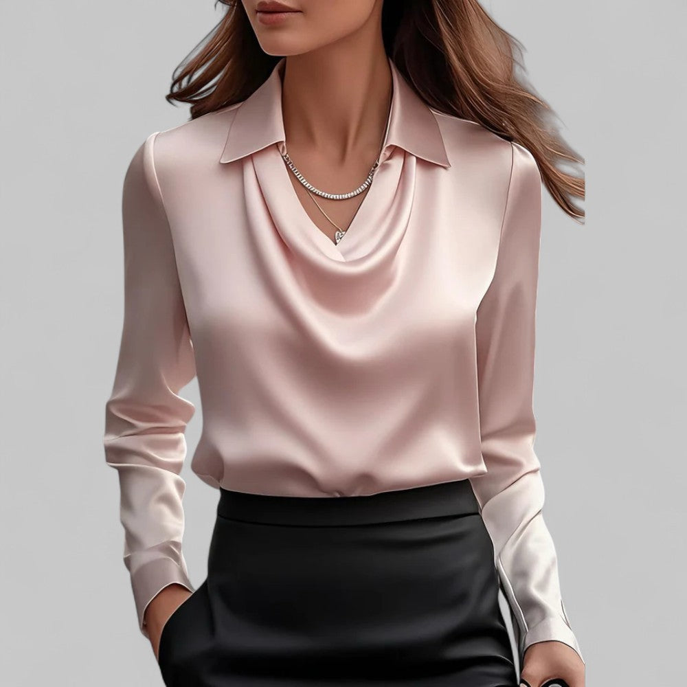 Classic V-Neck Office Blouse for Women