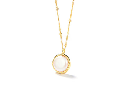 Luxurious Pearl Pendant Necklace, Sterling Silver, Gold Finish