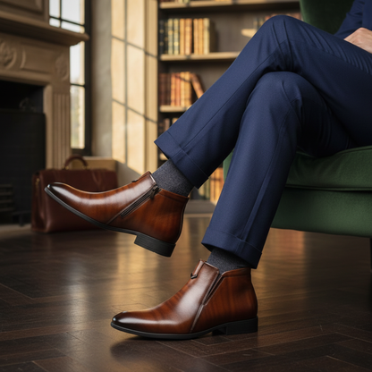 Classic Men's Leather Dress Ankle Boots