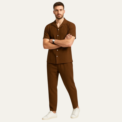 Breathable Linen Casual Shirt and Pants Set for Men