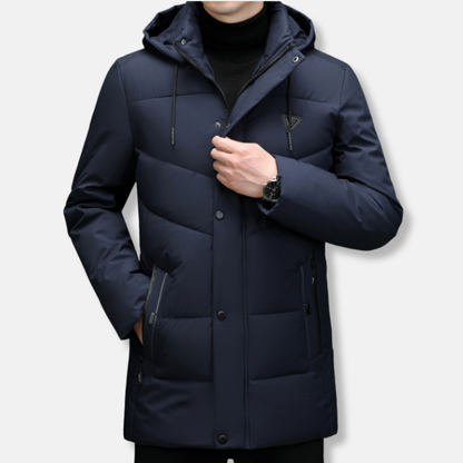 Waterproof Quilted Men's Parka Jacket with Hood