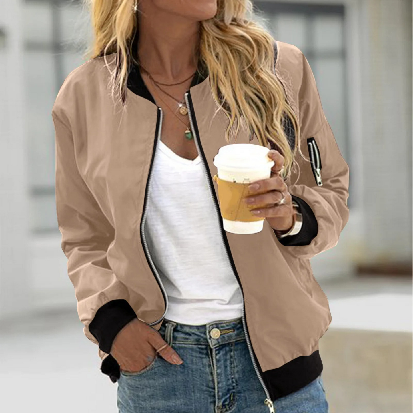 Women's Bomber Jacket Soft & Fashionable
