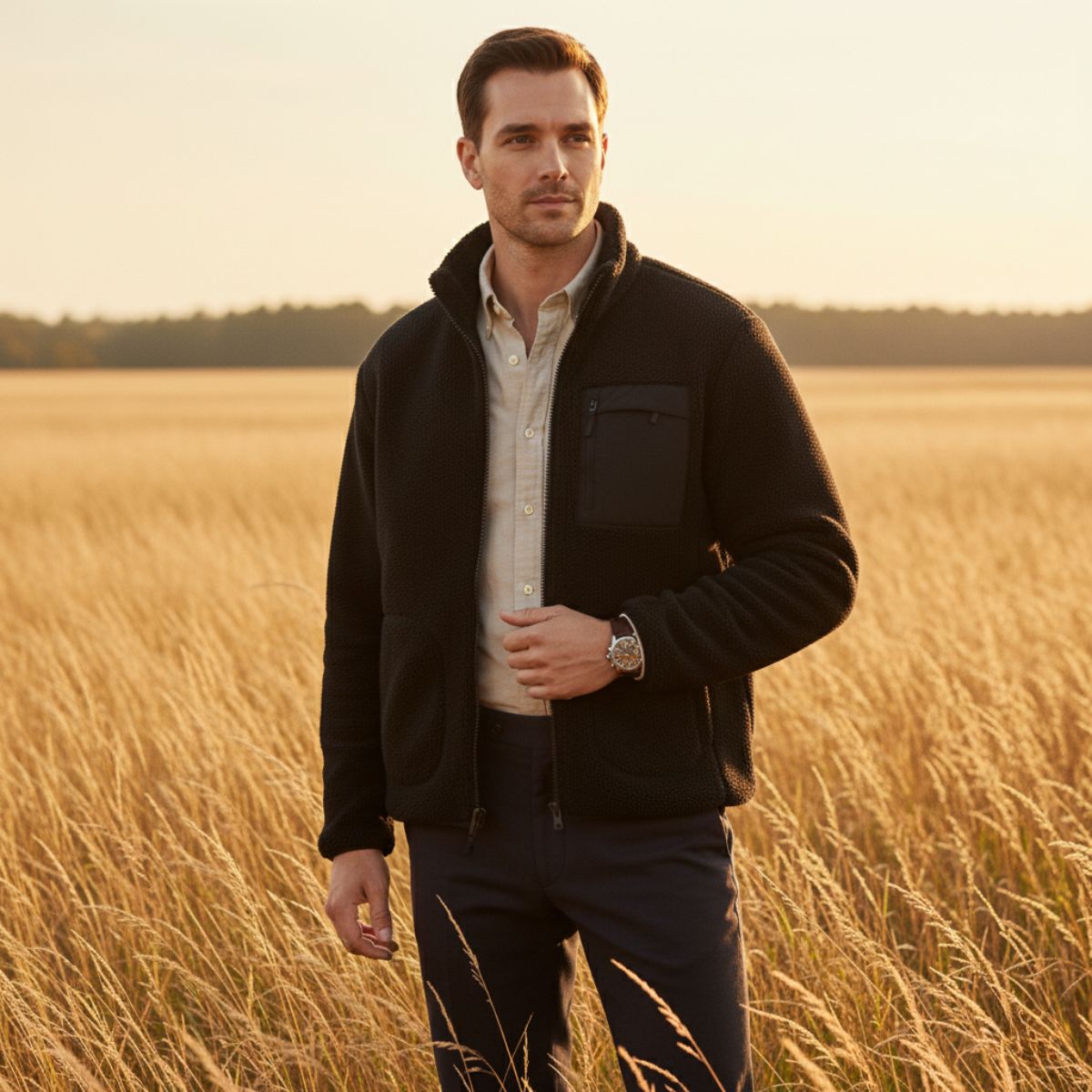 Warm Men's Fleece Zip Up Outdoor Jacket