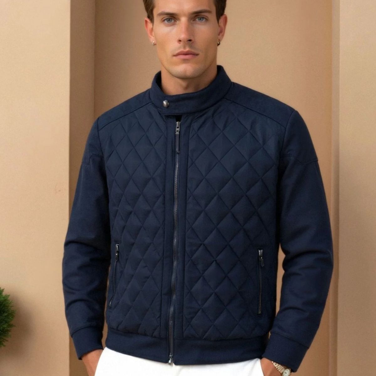 Classic Dark Blue Padded Men's Jacket