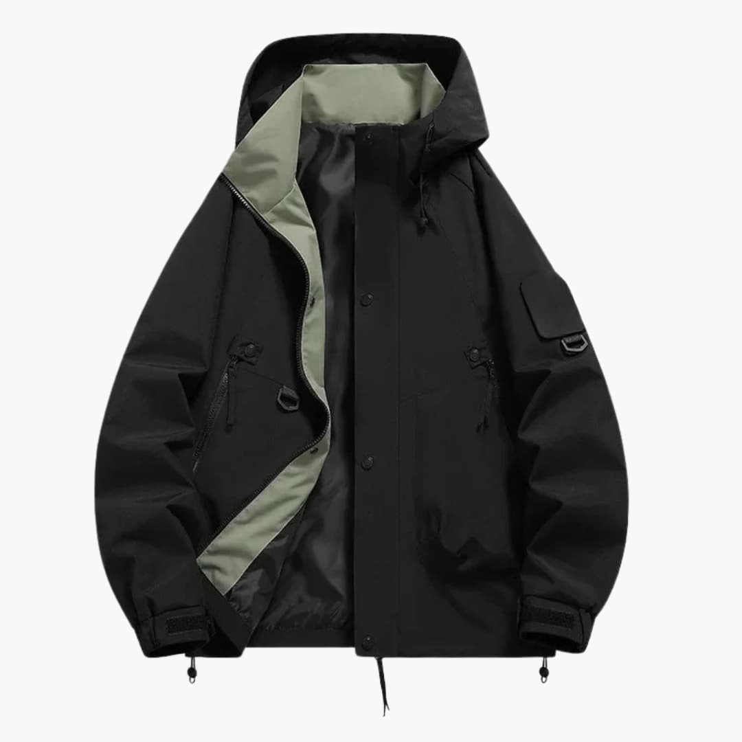 Waterproof Snow Jacket with Hood and Zip Pockets