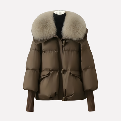 Warm Women's Parka Jacket with Faux Fur Trim - Olytrend