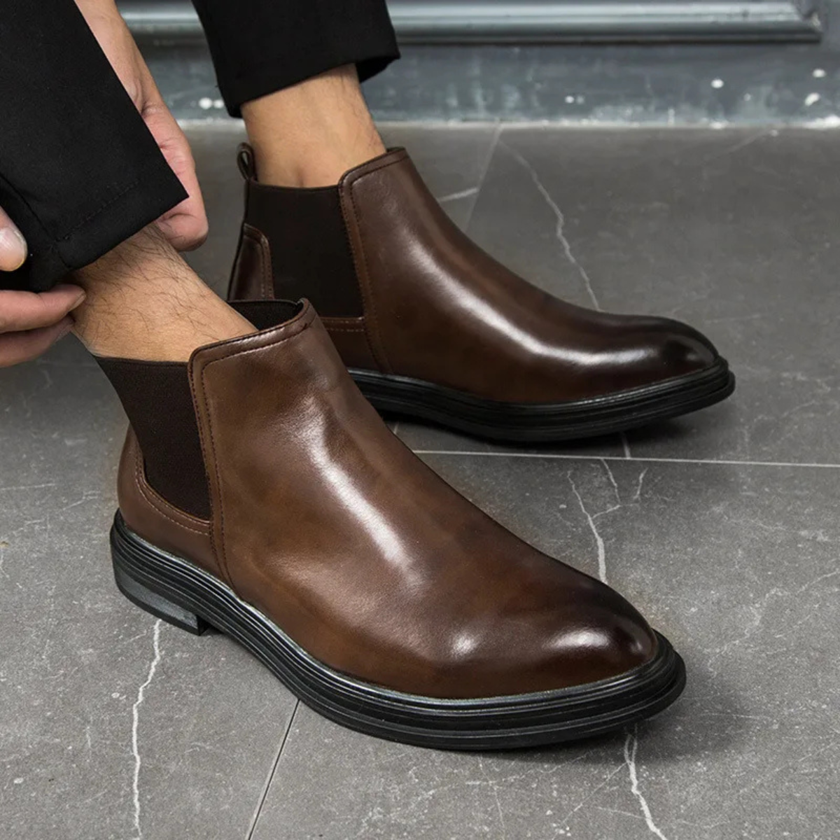 Stylish Men's Leather Chelsea Ankle Boots