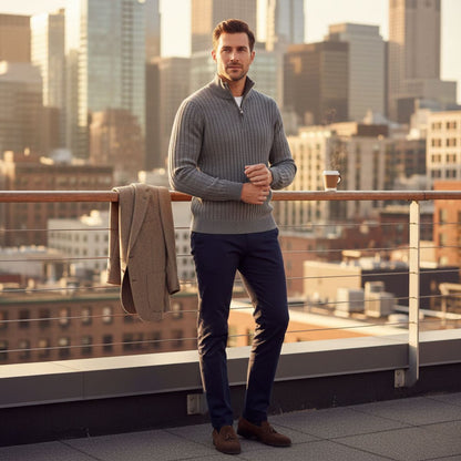 Classic Quarter Zip Men's Sweater - Rich Style