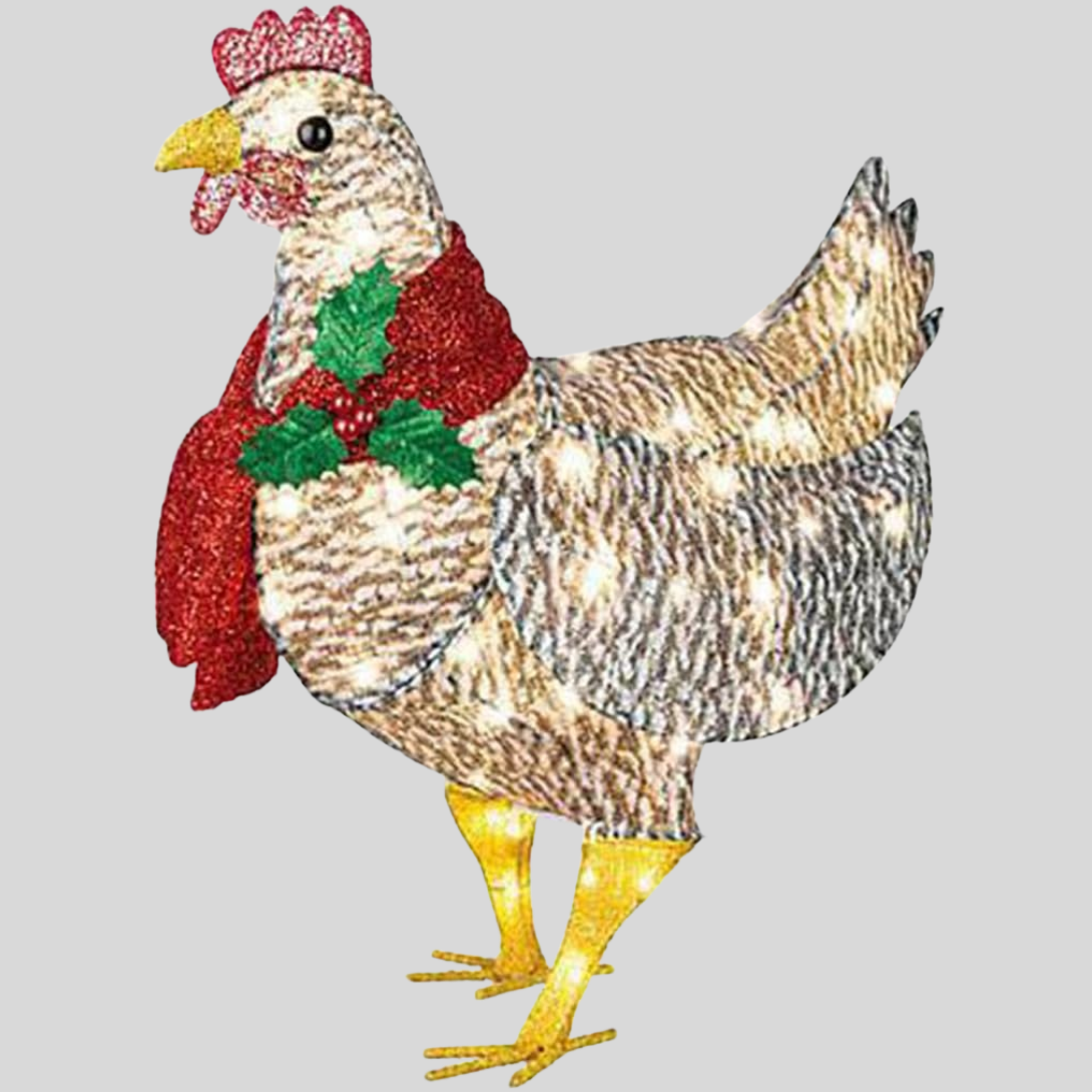 Colorful Chicken Figurine with Scarf Ornament - Olytrend
