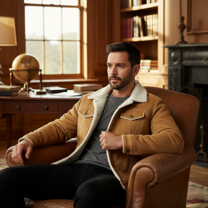 Warm Waterproof Mens Suede Leather Jacket