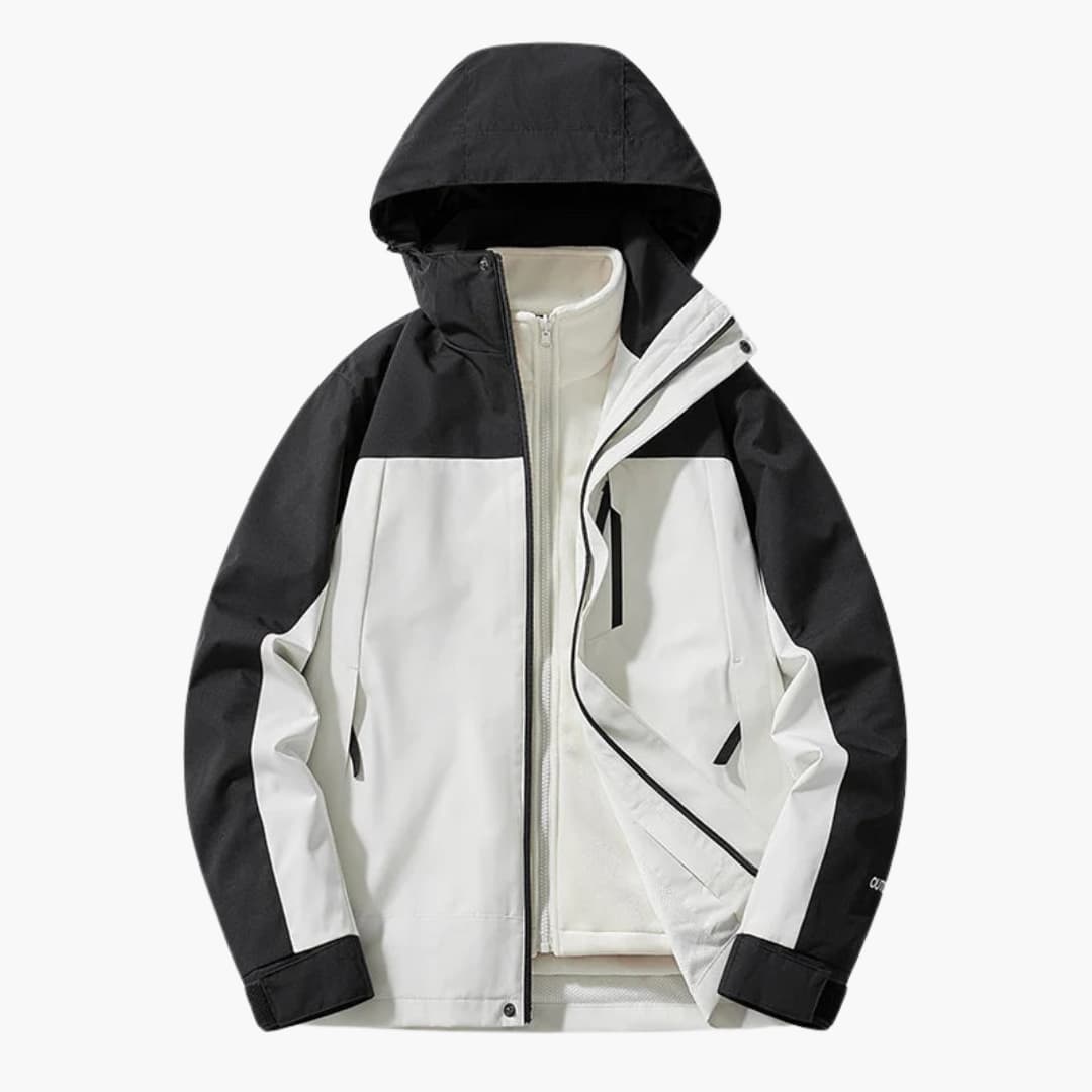 Waterproof Ski Parka with Hood and Zip Pockets