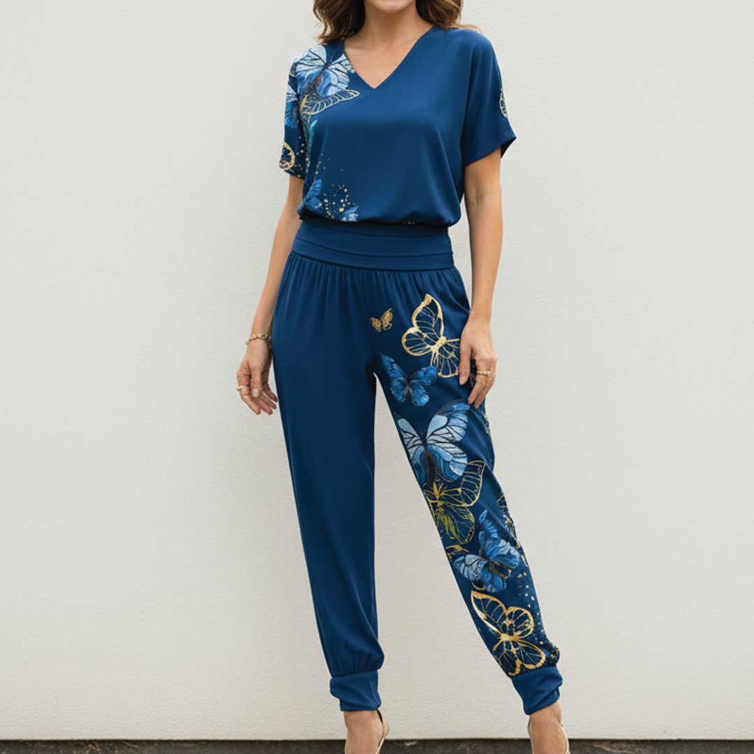 Women's Floral Top and Pant Suit