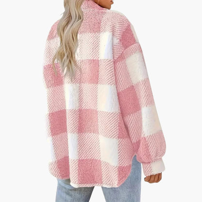 Ladies Plaid Coat with Button Front