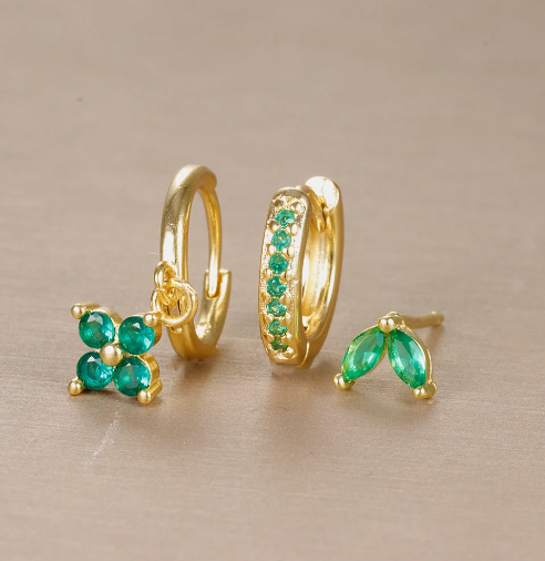 Trendy Mixed Metal Hoop Earrings Set