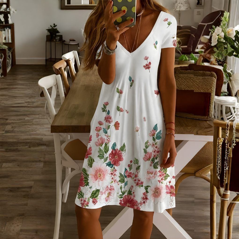 Ladies Casual Summer V Neck Dress