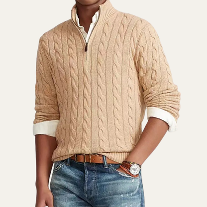 Warm Mens Knit Half Zip Sweater