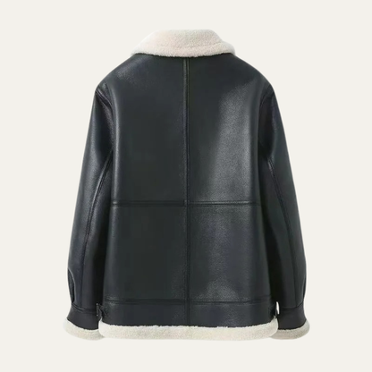 Warm Men's Fleece Lined Leather Aviator Jacket