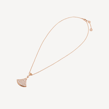 Luxurious Silver Rose Gold Pave Necklace