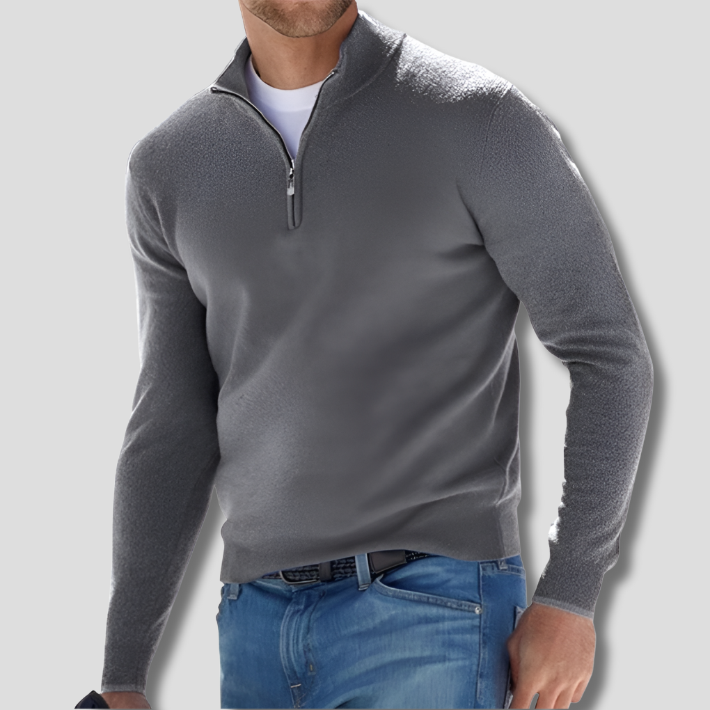 Classic Zip Neck Cotton Sweater