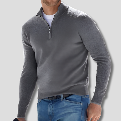 Classic Zip Neck Cotton Sweater