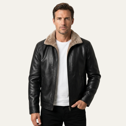 Warm Fleece Lined Men's Leather Coat