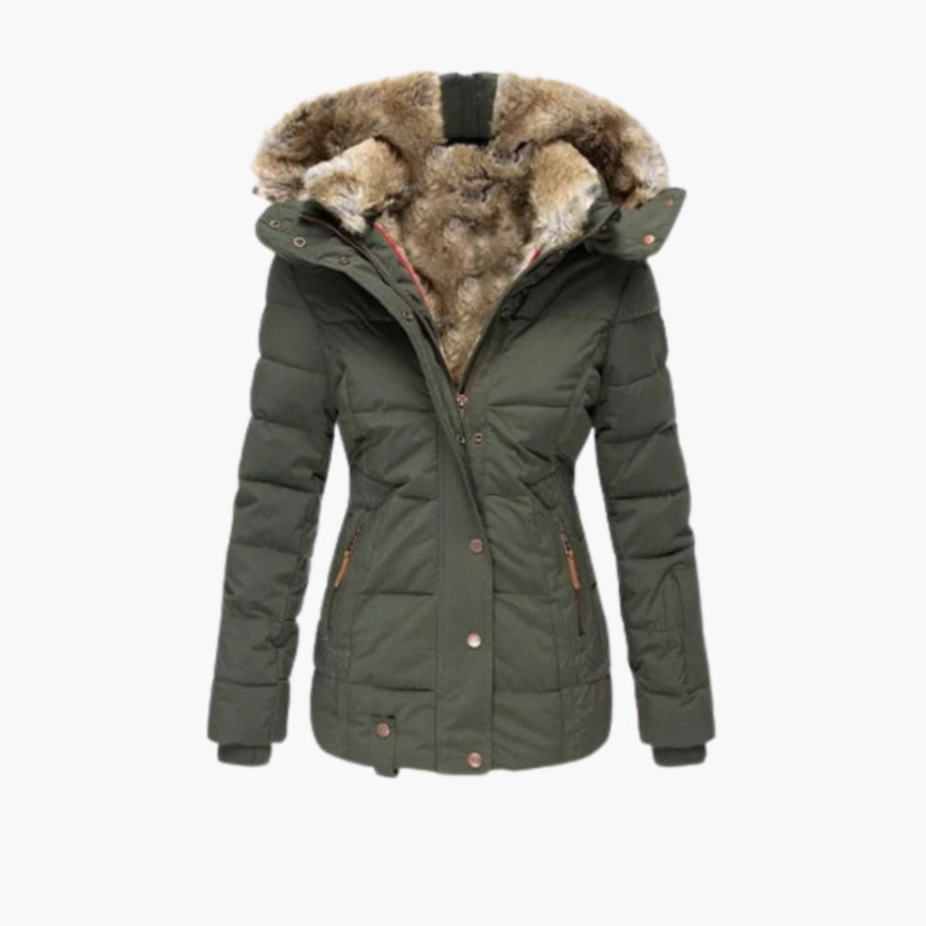 Ladies' Coat with Textured Finish and Zip Fastening