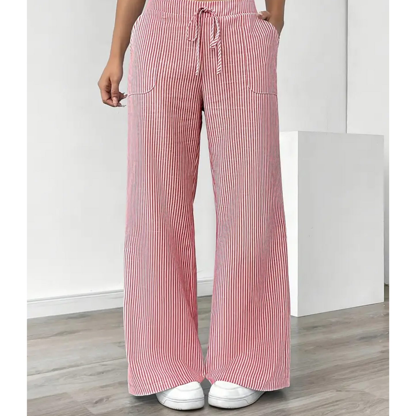 Comfortable Stripe Pants With Side Pockets