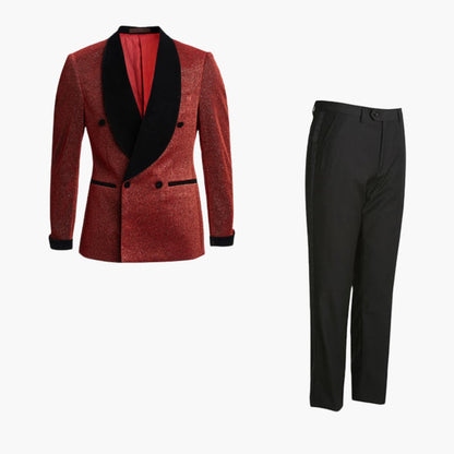 Classic Two-Piece Suit with Contrasting Lapels - Olytrend