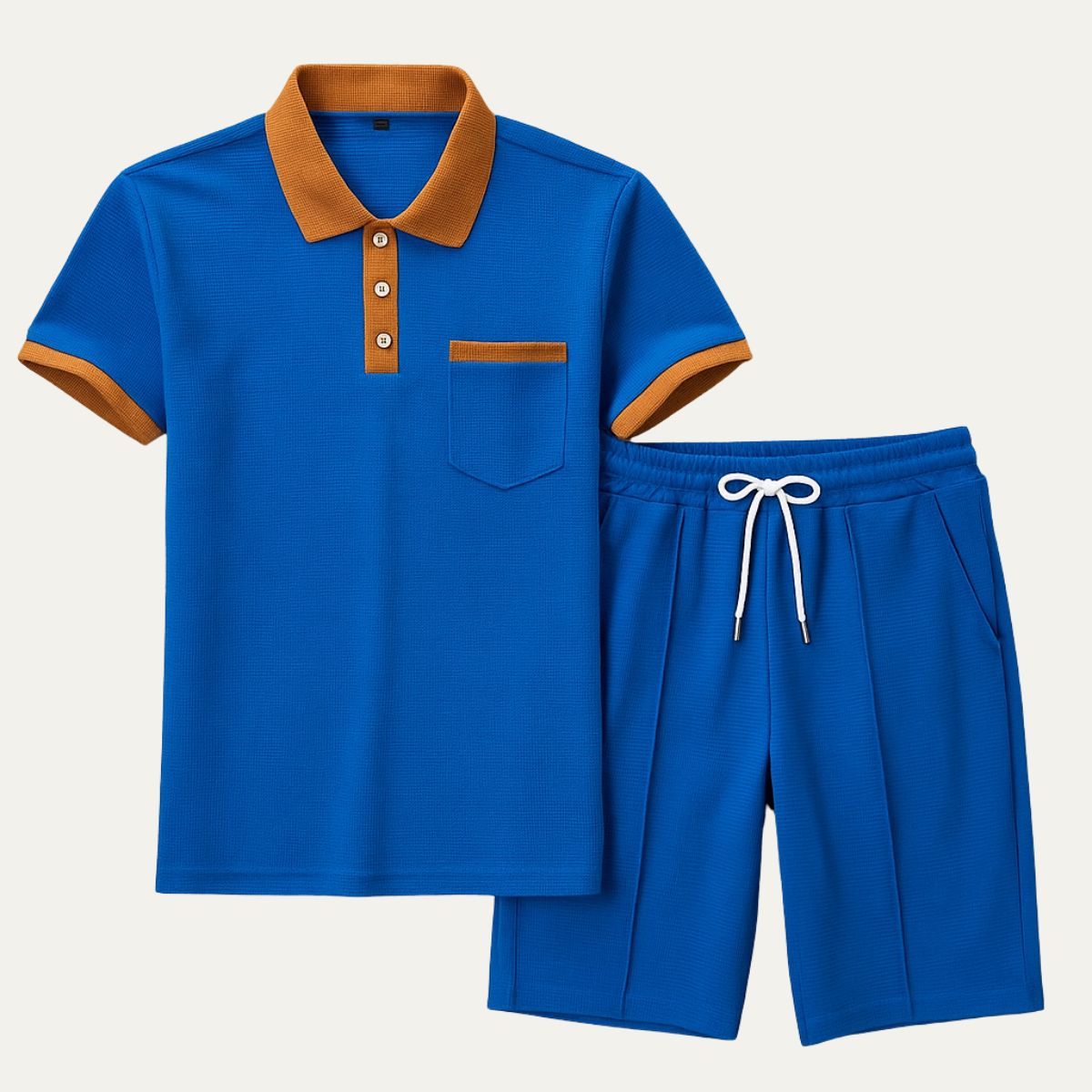Classic Cotton Polo Shorts Set for Men