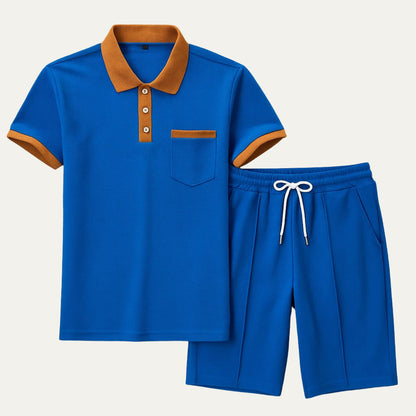 Classic Cotton Polo Shorts Set for Men